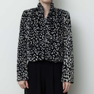 Alice + Olivia Black and White faux fur coat